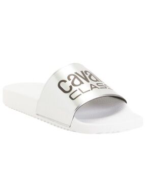 CAVALLI CLASS Comfort Slides in White & Silver EU 40 NEW NIB